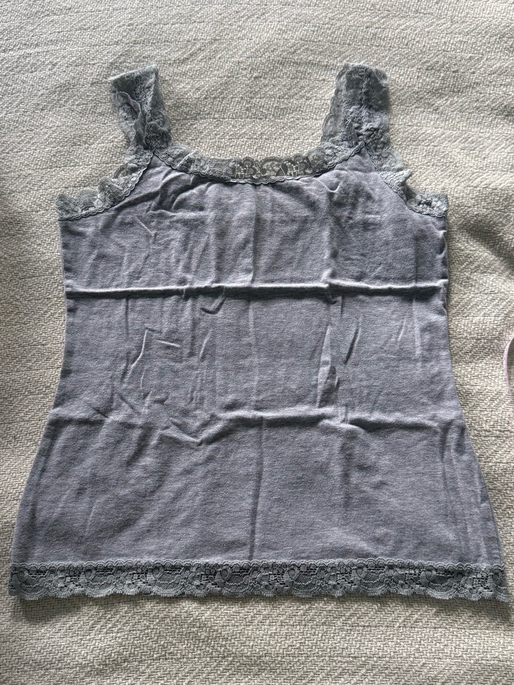 Unk Gray Lace-Trim Knit Camisole